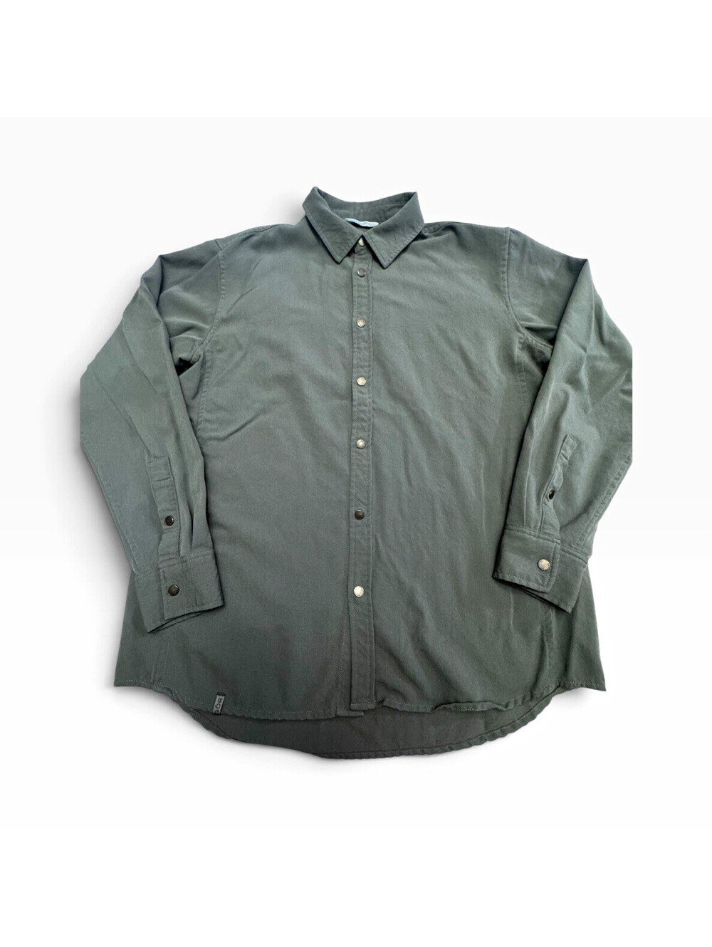 QOR Men's 100% Merino Wool Gray Performance Long Sleeve Button-Up Shirt  L